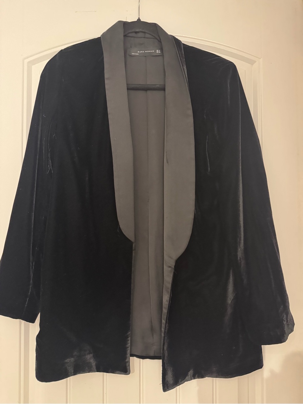 Zara Black Velvet Shawl Collar Blazer